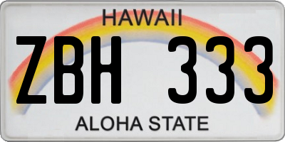 HI license plate ZBH333