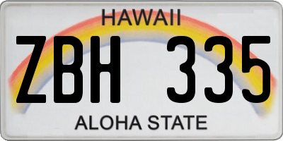 HI license plate ZBH335
