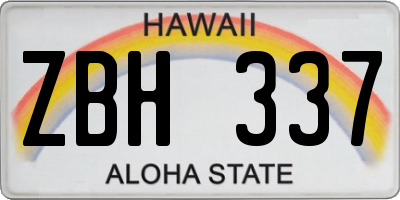 HI license plate ZBH337