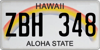 HI license plate ZBH348