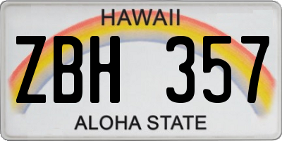 HI license plate ZBH357