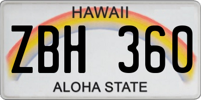HI license plate ZBH360