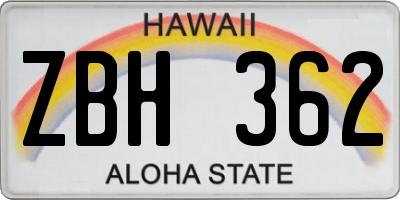 HI license plate ZBH362