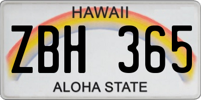 HI license plate ZBH365