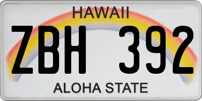 HI license plate ZBH392
