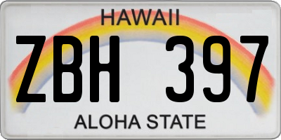 HI license plate ZBH397