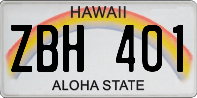 HI license plate ZBH401