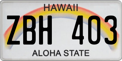 HI license plate ZBH403