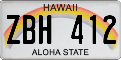 HI license plate ZBH412