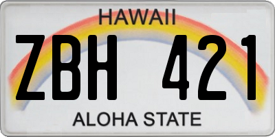 HI license plate ZBH421
