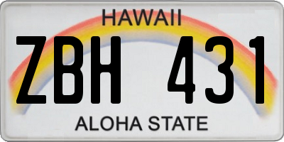 HI license plate ZBH431