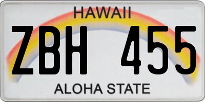 HI license plate ZBH455