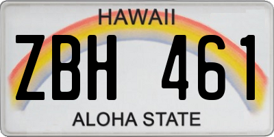 HI license plate ZBH461