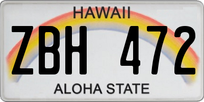 HI license plate ZBH472