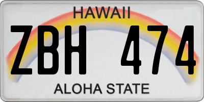 HI license plate ZBH474