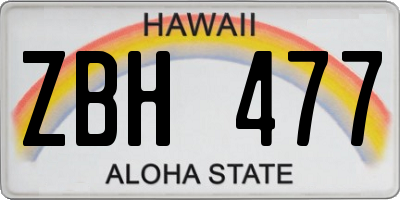 HI license plate ZBH477