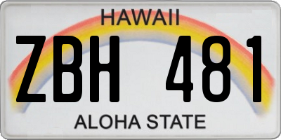 HI license plate ZBH481