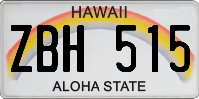 HI license plate ZBH515