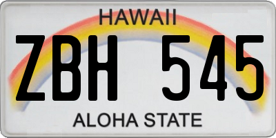 HI license plate ZBH545