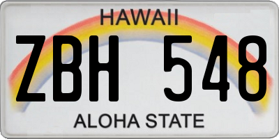 HI license plate ZBH548