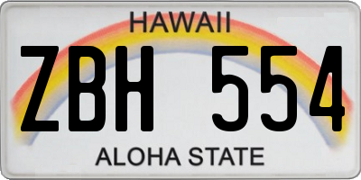 HI license plate ZBH554