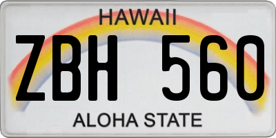 HI license plate ZBH560