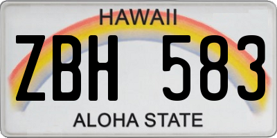 HI license plate ZBH583