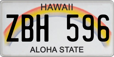 HI license plate ZBH596