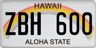 HI license plate ZBH600