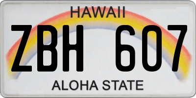 HI license plate ZBH607