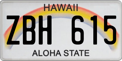 HI license plate ZBH615