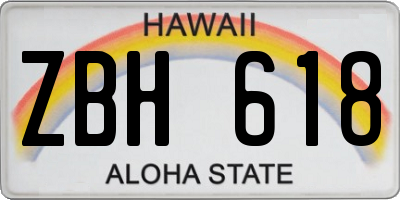 HI license plate ZBH618