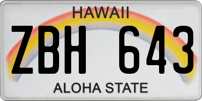 HI license plate ZBH643