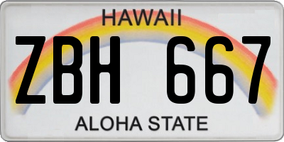 HI license plate ZBH667