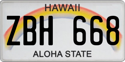 HI license plate ZBH668