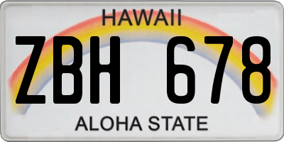 HI license plate ZBH678