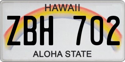 HI license plate ZBH702