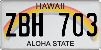 HI license plate ZBH703