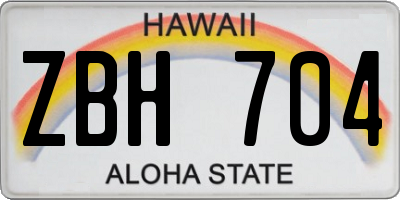 HI license plate ZBH704