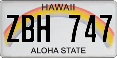 HI license plate ZBH747