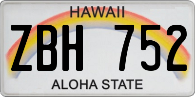 HI license plate ZBH752
