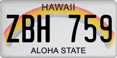 HI license plate ZBH759