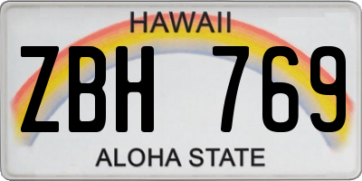 HI license plate ZBH769