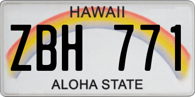 HI license plate ZBH771