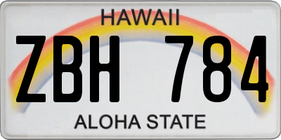 HI license plate ZBH784