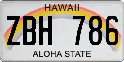 HI license plate ZBH786
