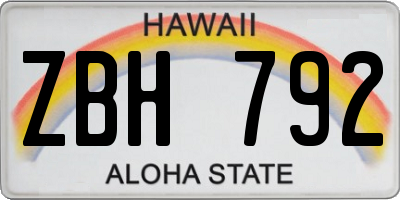 HI license plate ZBH792