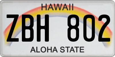 HI license plate ZBH802