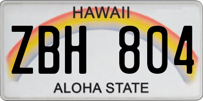 HI license plate ZBH804