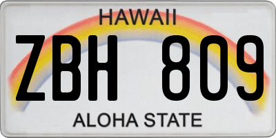 HI license plate ZBH809